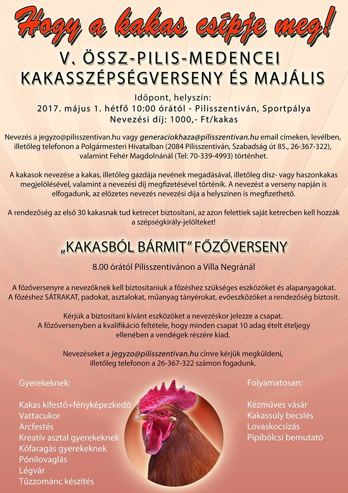 Kié a legszebb kakas a térségben? Pilisszentivánon kiderül! (+Részletes program)